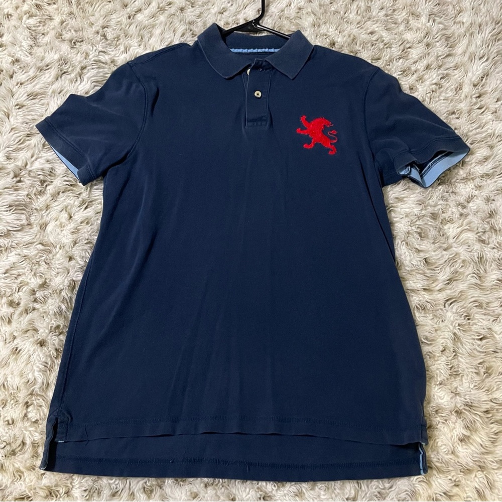 Express Mens M Polo Shirt Blue With Red Big Lion
